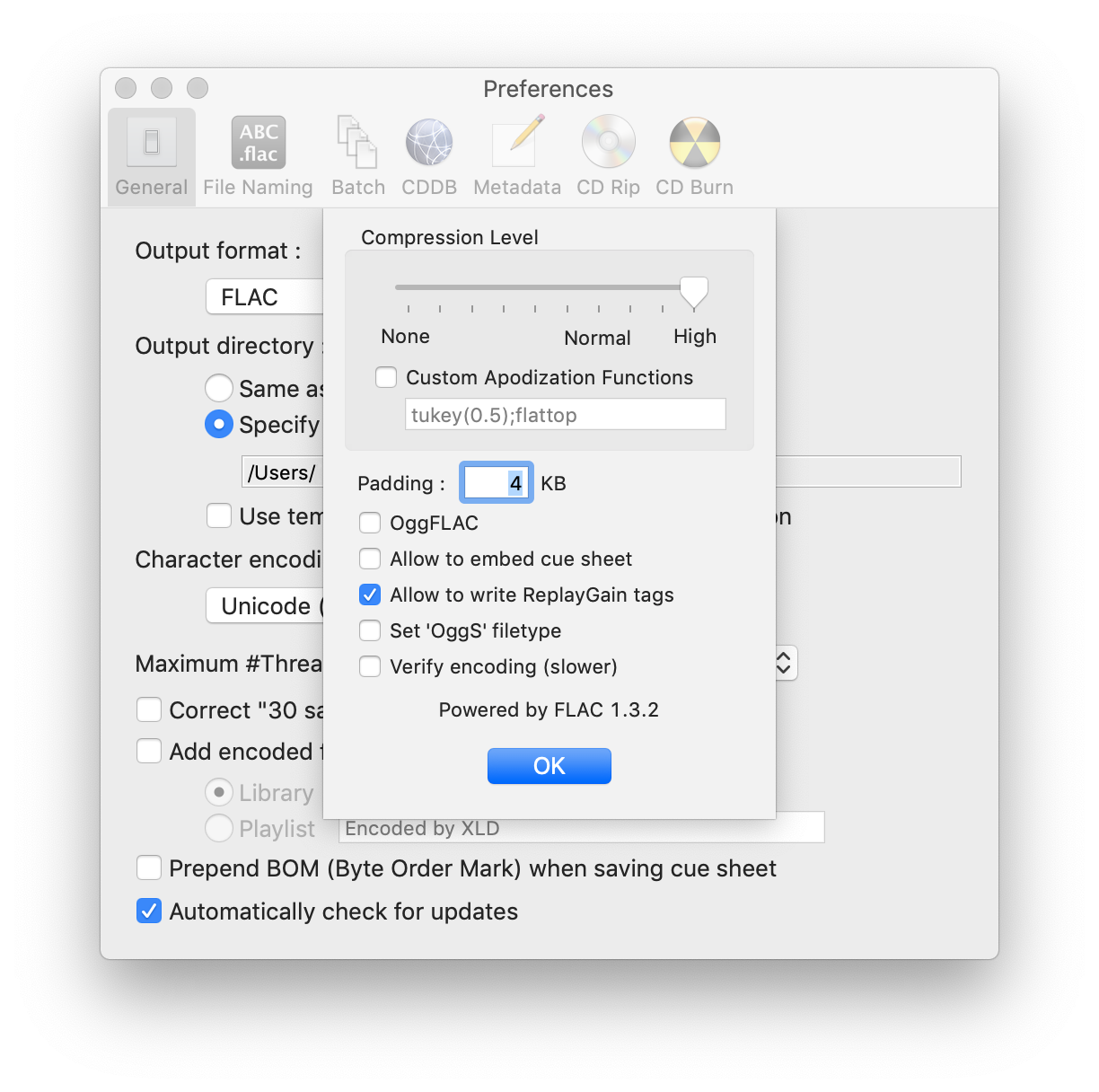 XLD Output Format Options